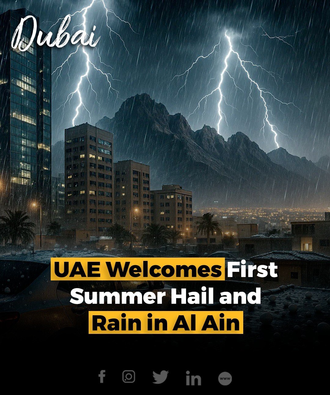 Bringing relief from the scorching heat, the UAE experienced its first summer hail on Saturday evening in part