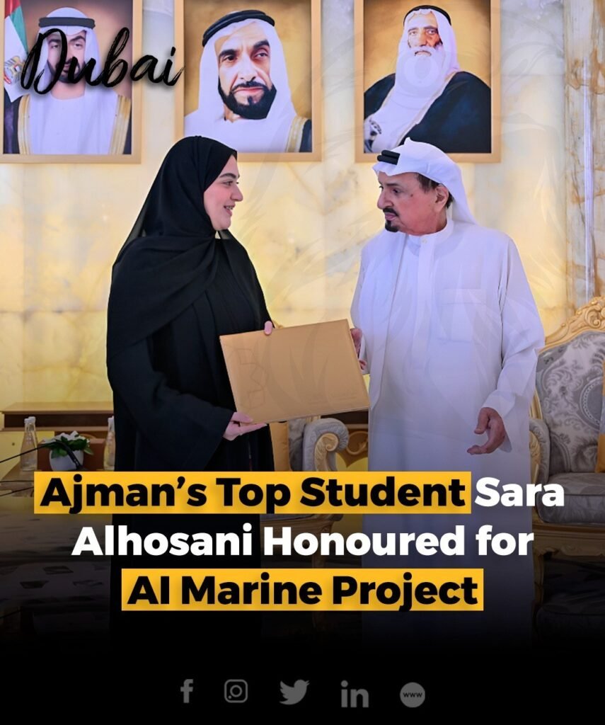 17-year-old Sara Ismail Alhosani, Ajman's top Elite Track student, was honoured by the Ajman Ruler for her aca