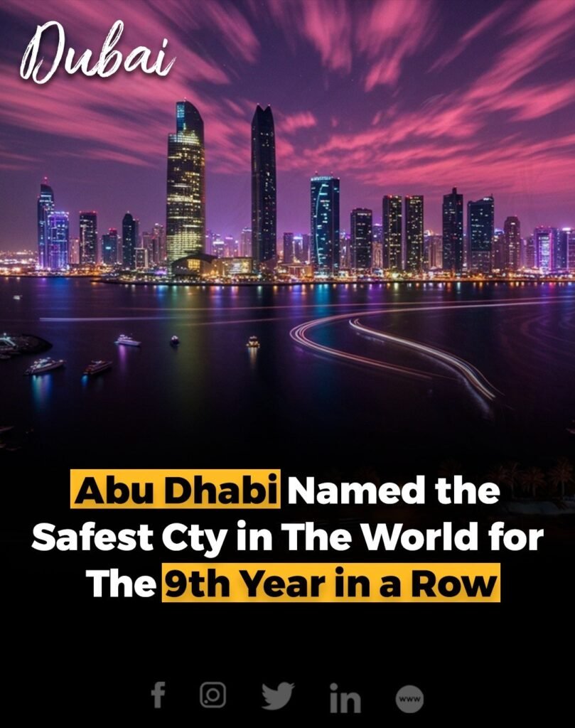 Abu Dhabi has once again been named the safest city in the world, maintaining its top position for the ninth c