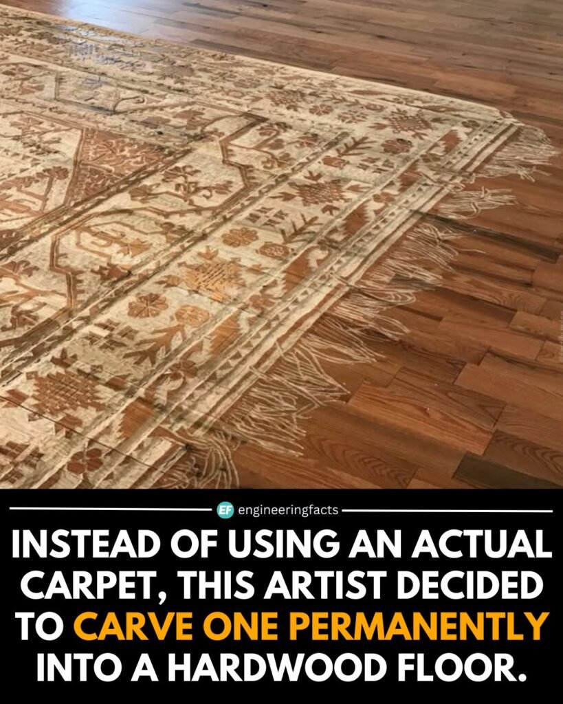 At first glance, it looks like a traditional woven rug lying atop polished hardwood—but look again. What you'r
