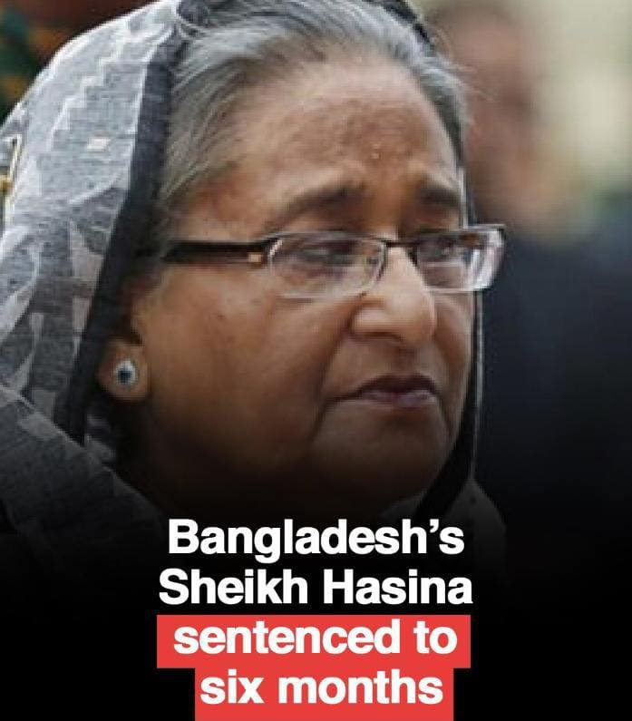 BREAKING NEWS
Former Bangladeshi Prime Minister Sheikh Hasina sentenced to 6 months in jail for contempt of c