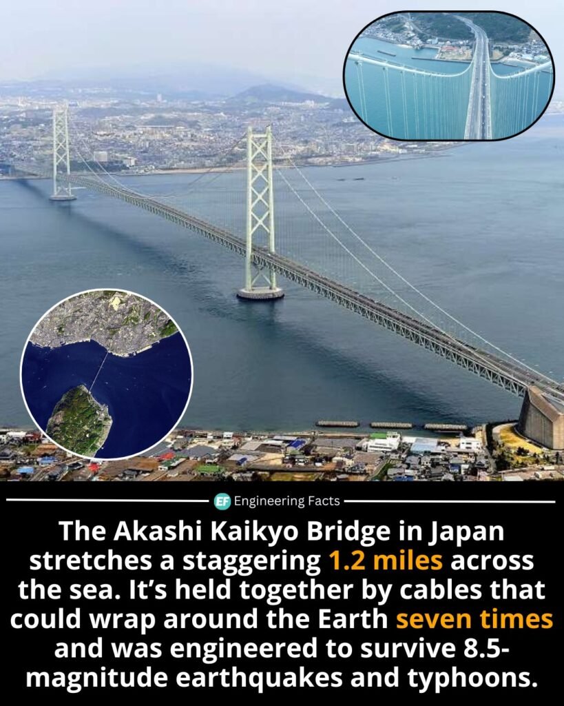 Completed in 1998, the Akashi Kaikyō Bridge was originally planned as a railway-roadway hybrid—until a ferry d