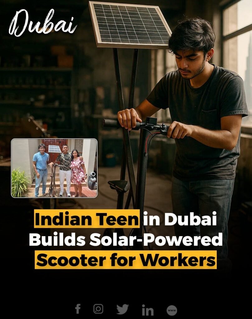 Eighteen-year-old Param Bhimani, a STEM student in Dubai, has built a fully functional solar-powered scooter t