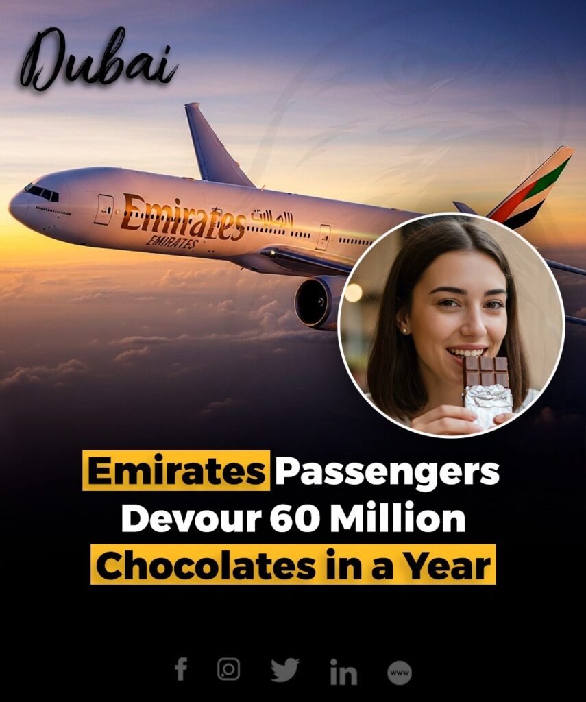 Emirates passengers indulged in an astonishing 60 million pieces of luxury chocolate over the past year, accor