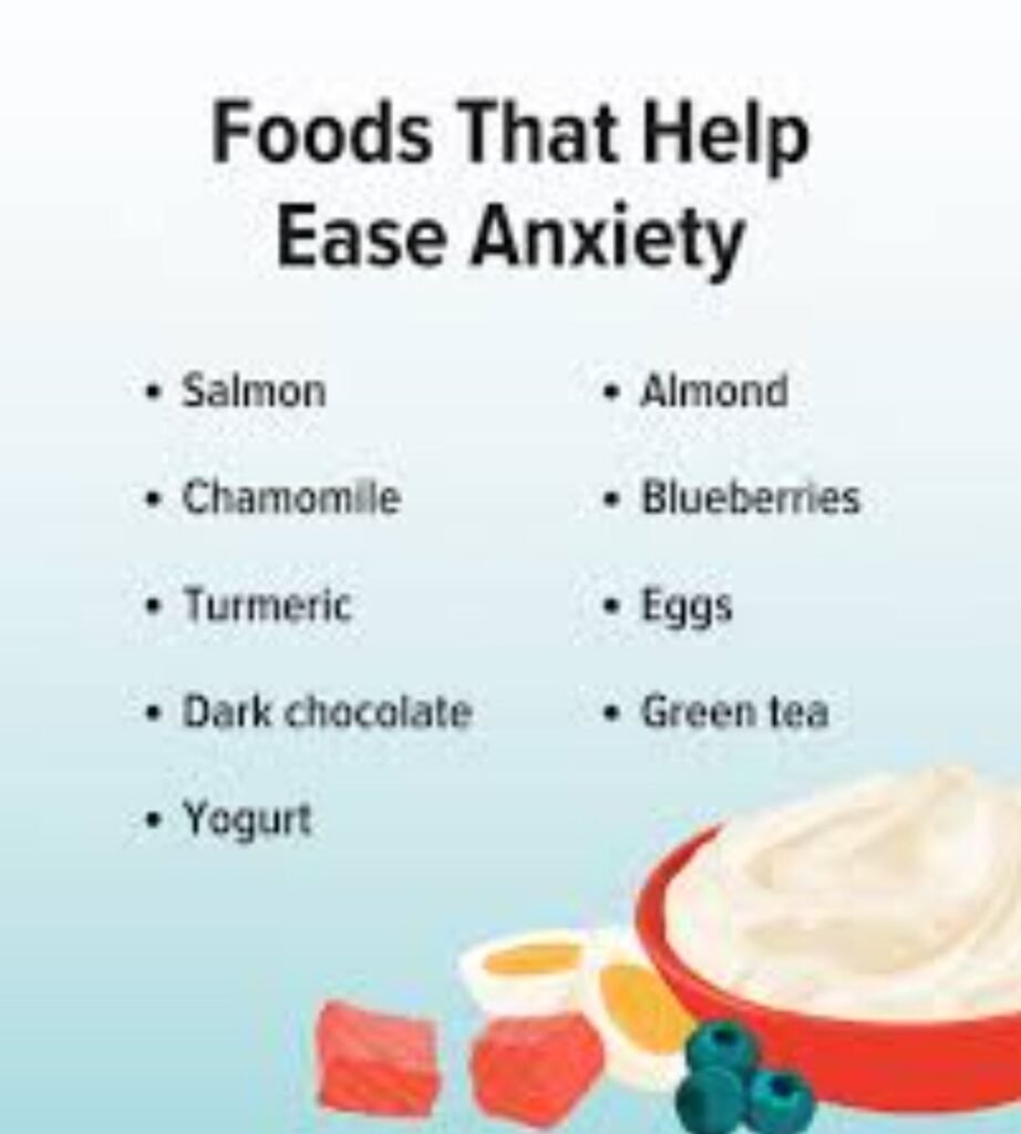 FOODS THAT HELP EASE ANXIETY 

Foods rich in certain nutrients can help with Anxiety. 
Omega -3 fatty acids, f