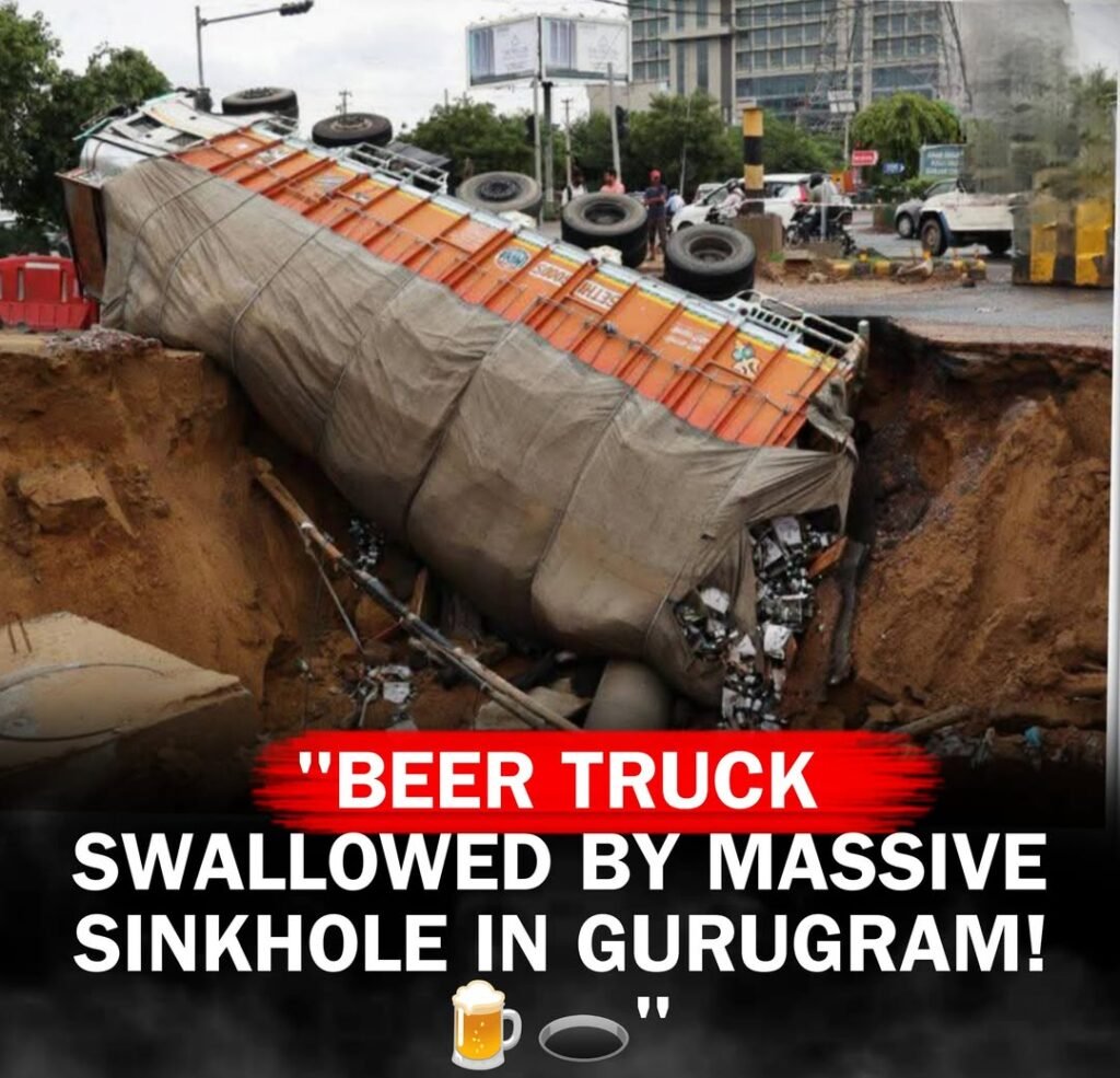 Gurugram Mein Beer Ka Batwara? 
Aapko yakeen nahi hoga! Ek full-loaded BEER truck gaya seedha zameen ke andar
