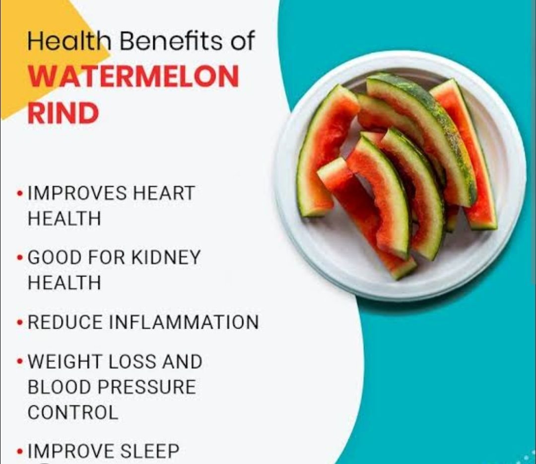HEALTH BENEFITS OF WATERMELON RINDS.

    DID YOU KNOW?
Watermelon Rinds are rich in vitamin A, C, and B6, as