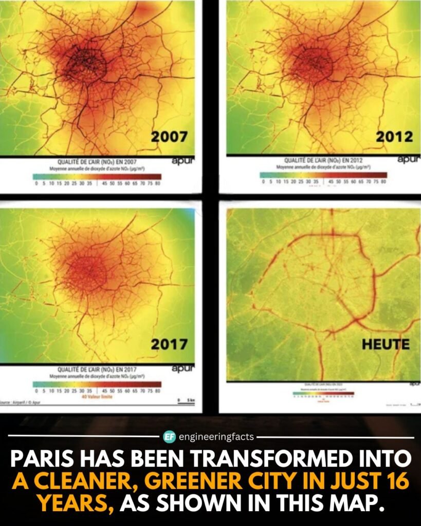 In just 16 years, Paris has undergone a remarkable transformation toward sustainability. The series of maps il
