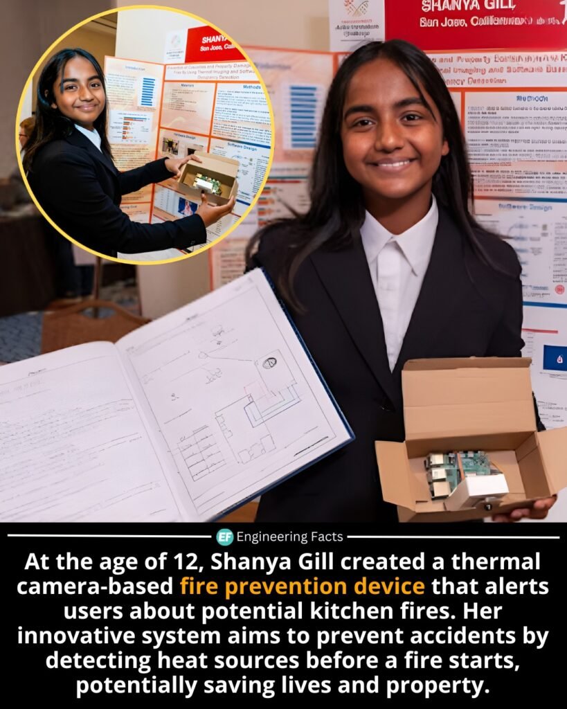 Inspired by a local restaurant fire, 12-year-old Shanya Gill from San Jose, California, developed a smart fire