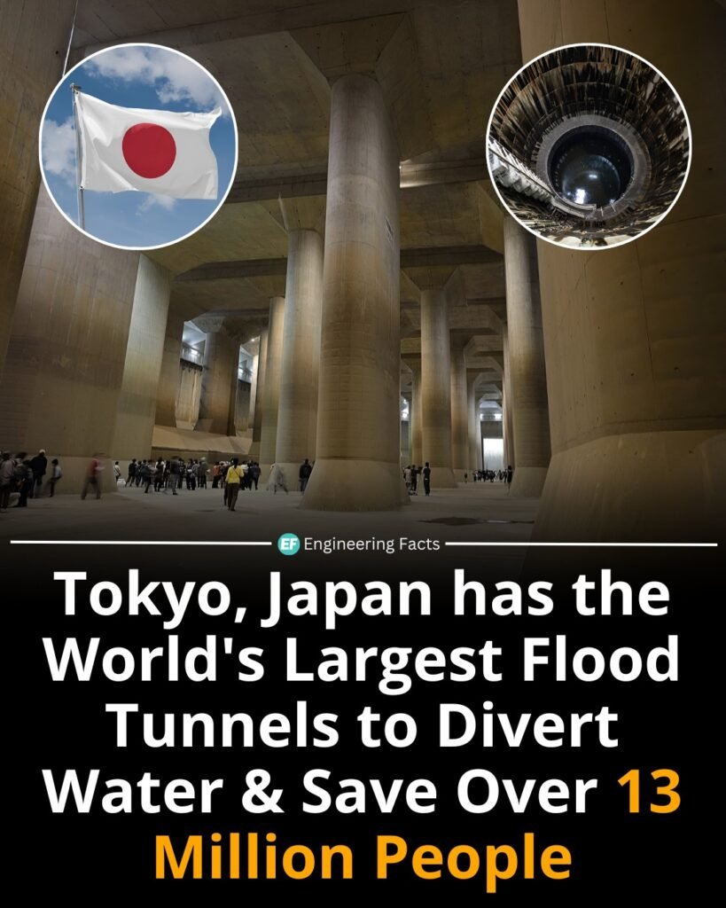 Japan’s Metropolitan Area Outer Underground Discharge Channel is a colossal flood control system stretching 6.