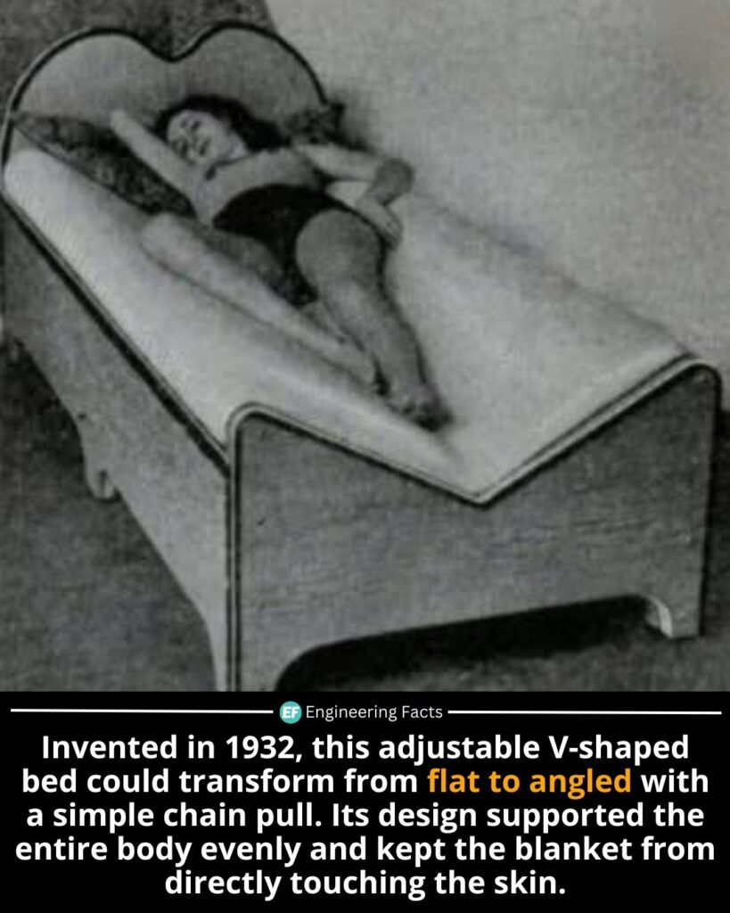 Long before modern hospital beds, this 1932 invention revolutionized rest by using a mechanical chain system t