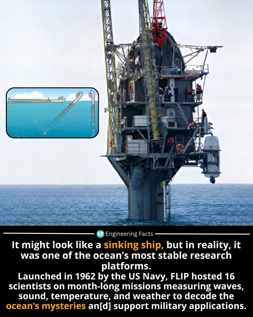 Most ships fight the ocean's waves—FLIP embraced them. Built in 1962 by the U.S. Navy and Scripps Institution