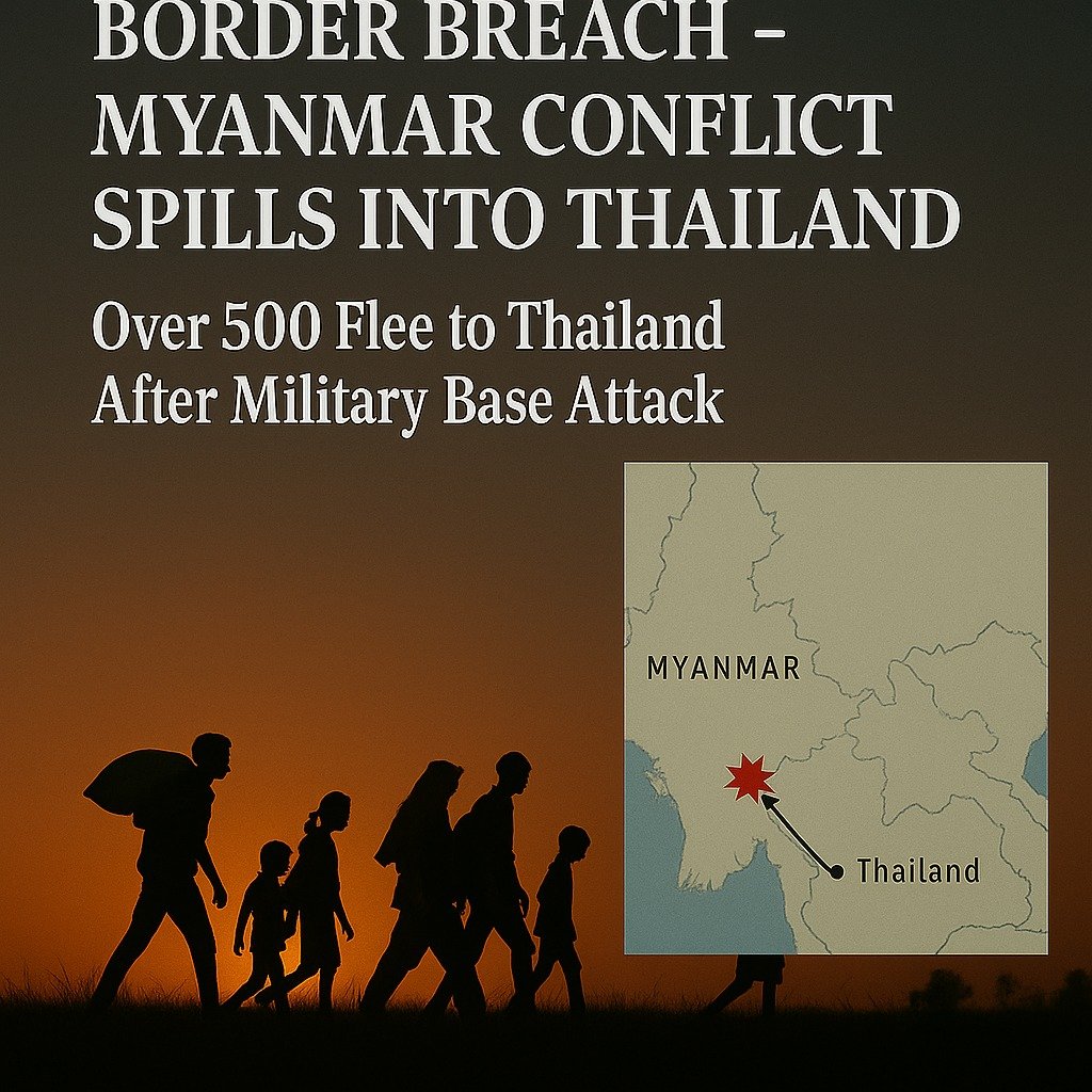 Over 500 Myanmar Soldiers and Civilians Flee into Thailand Following Border Base Attack
 July 12, 2025
 Thai–