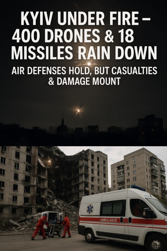 Russia Launches Massive Drone and Missile Attack on Kyiv, Killing 2 and Injuring Over 20
 July 7, 2025
 Kyiv,