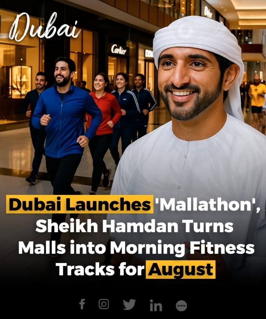 Sheikh Hamdan has launched the Dubai Mallathon initiative, transforming seven major malls into indoor fitness