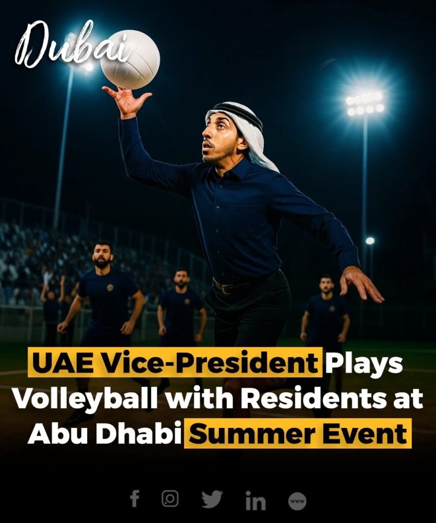 Sheikh Mansour bin Zayed Al Nahyan, UAE Vice-President and Deputy Prime Minister, joined residents for a game