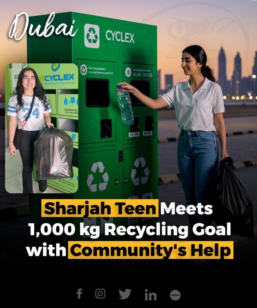 Simran Banga, an 18-year-old from Sharjah, has successfully met her goal of recycling 1,000kg of waste, thanks