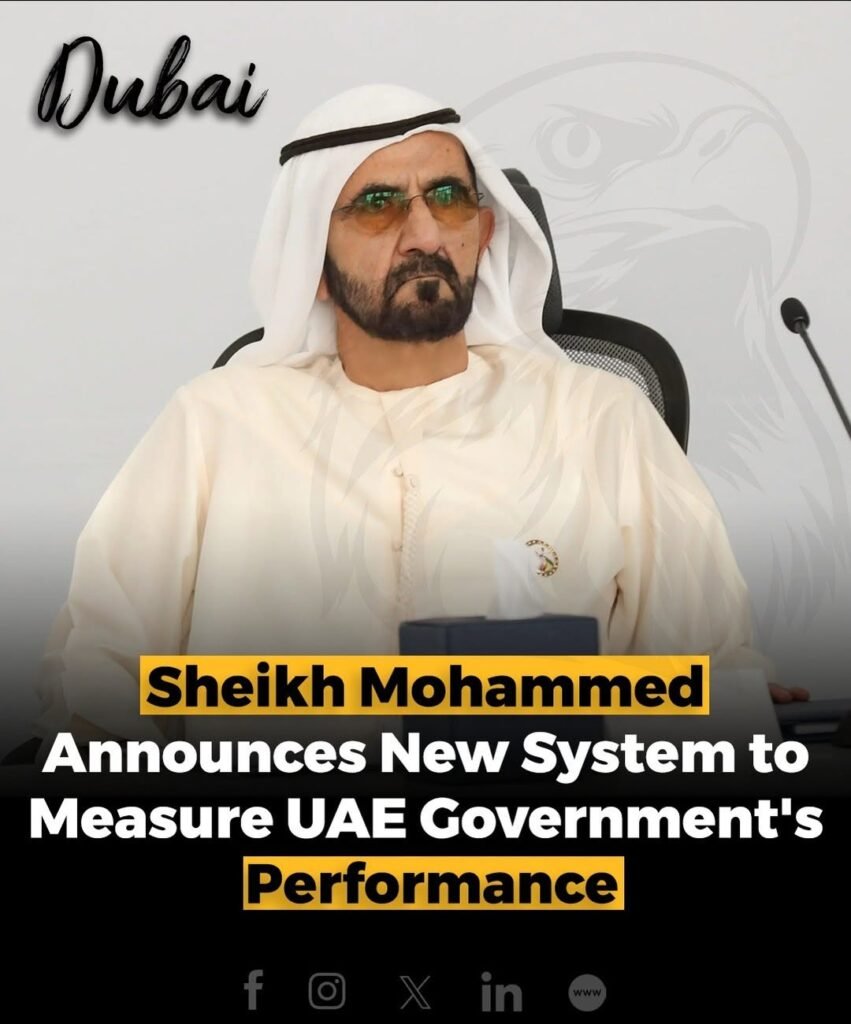 The UAE has launched a new federal system to measure government performance, announced by His Highness Sheikh