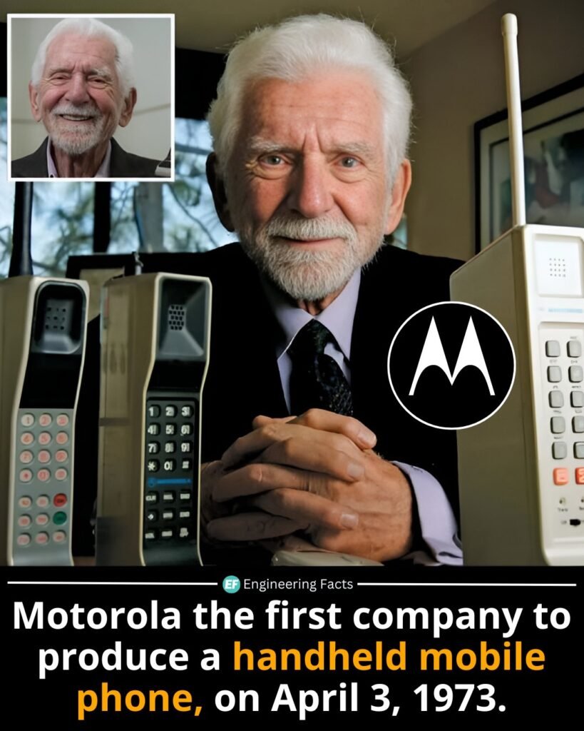The man pictured is Martin Cooper, the engineer who led the team at Motorola to create the world’s first handh