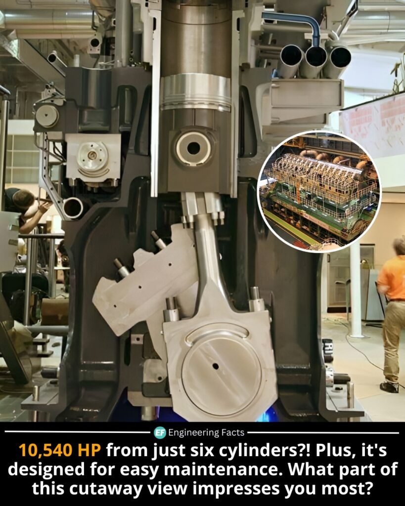 You're looking at the cutaway of the MAN B&W L58/64, a marine diesel engine that delivers an incredible 10,540