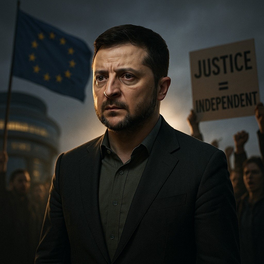 Zelensky Backtracks on Anti-Corruption Control Amid Protests and Foreign Pressure
 July 24, 2025
Kyiv, Ukrain